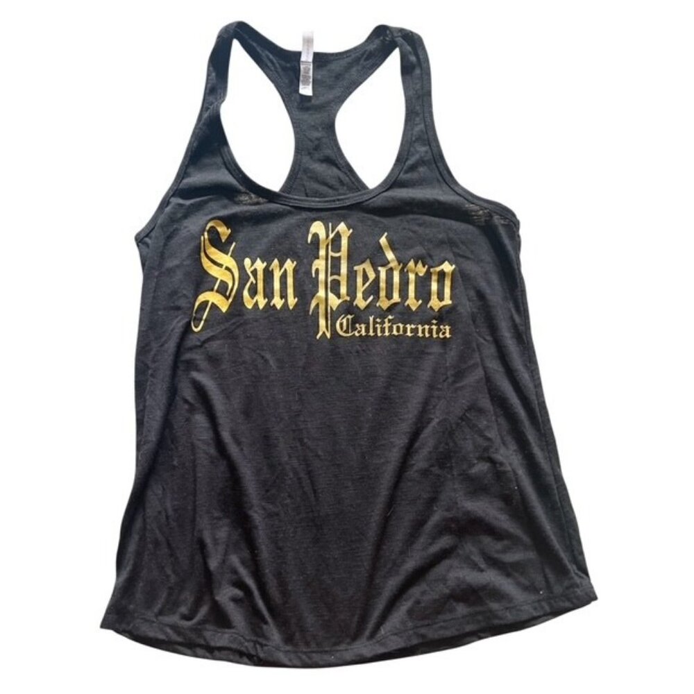 San Pedro California Racerback Tank Top Women’s Large Black Graphic Tee